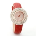 thumbnail image 5 of opvise Luxury Full Rhinestone Round Dial Faux Leather Strap Quartz Women Wrist Watch Red, 5 of 6