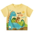 thumbnail image 2 of Baby Boy Summer Clothes Kids Toddler Boys and Girls Summer Colorful Cartoon Dinosaur Prints Short Sleeve T Shirts Toddler T Shirts Yellow 12 Months-18 Months, 2 of 7