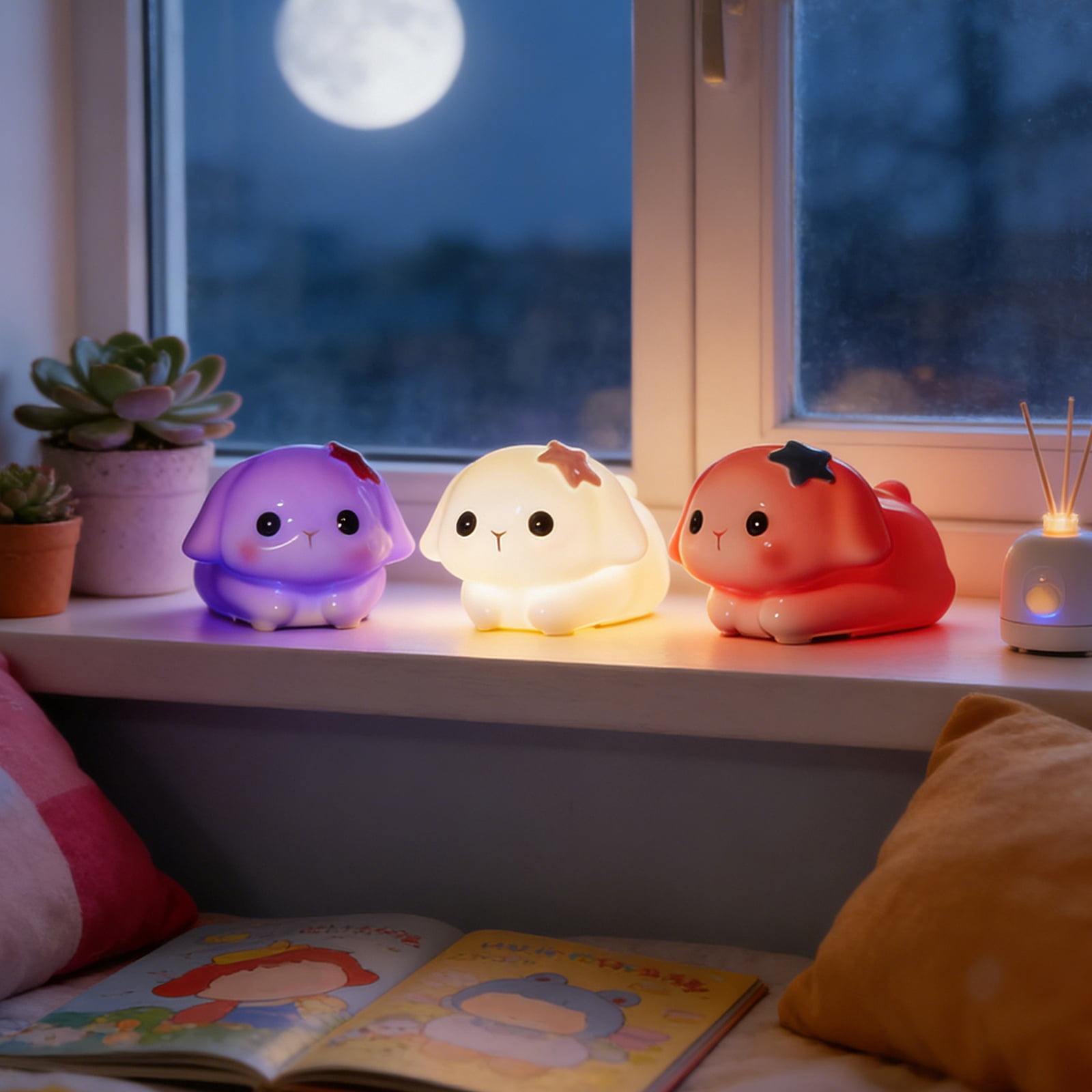 LED Lying Flat Cat Night Light, 3 Level Dimmable Nursery Nightlight,Cute Lamps Silicone Squishy Light Up Cat,Rechargeable Bedside Touch Lamp for Breastfeeding Toddler Baby Kids Decor