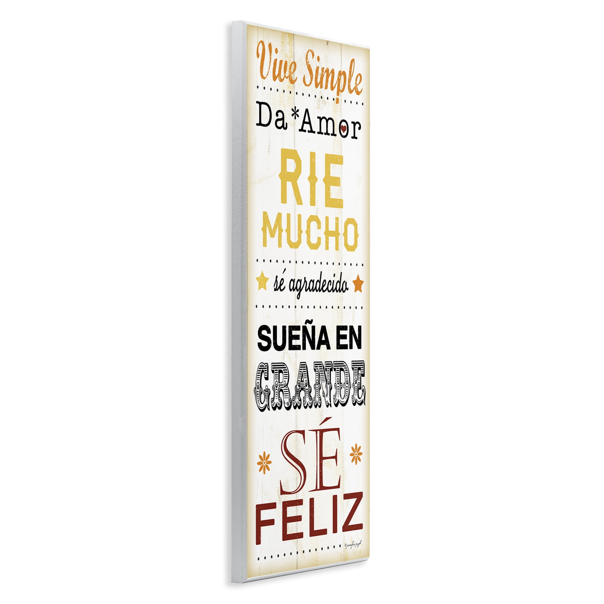 Stupell Industries Vive Simple Ríe Mucho Inspirational Quotes & Sayings Painting Unframed Art Print Wall Art, 7 x 17