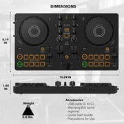 Pioneer DJ AlphaTheta DDJ-FLX2 Compact 2-Channel DJ Controller Bundle with Case, Instrument Cable, and Austin Bazaar Polishing Cloth