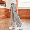 thumbnail image 5 of CPNG Boys Daily Fleece Lined Sweatpants Teen Boys Loose Wide Leg Sweat Pants Elastic High Waist Baggy Casual Joggers(Grey,12-13 Years), 5 of 9