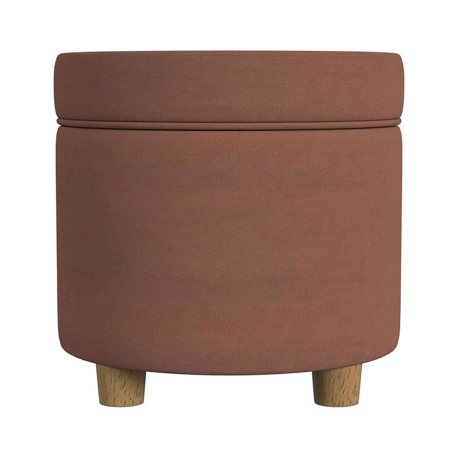 HomePop Round Storage Ottoman, Spice Velvet
