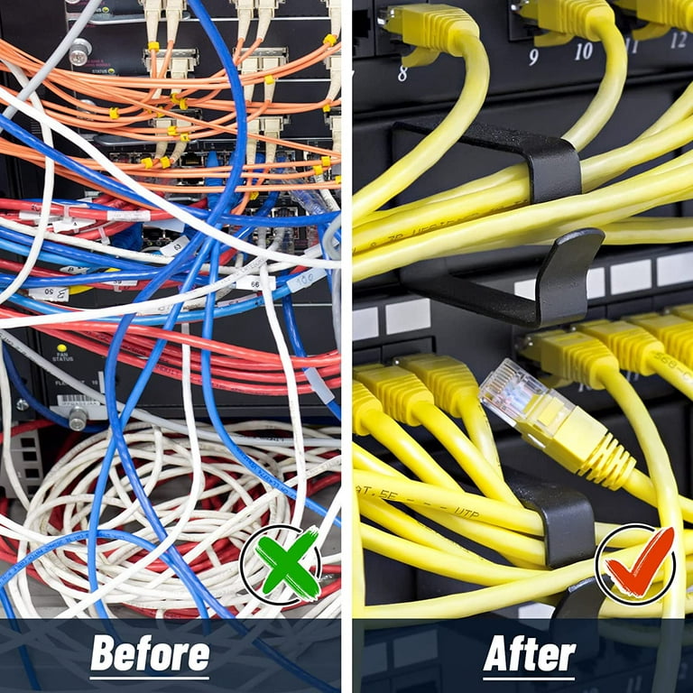 10 Pieces Server Rack Cable Management D Ring Hooks Cable Hooks Black Cable  Management Rack Wire Organizer Cable 