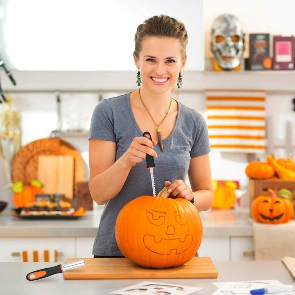 Outils De Sculpture Citrouille Ensemble De Sculpture Citrouille Pochoir Kits Ensemble D Halloween Moule En Acier Inoxydable Outil Cuisson Lanterne Outils De Sculpture Citrouille Ensemble De Sculpture Citrouille Pochoir Kits Ensemble D Halloween Moule En Acier Inoxydable Outil Cuisson Lanterne