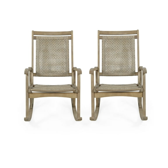 Dory Outdoor Rustic Wicker Rocking Chairs (Set of 2)