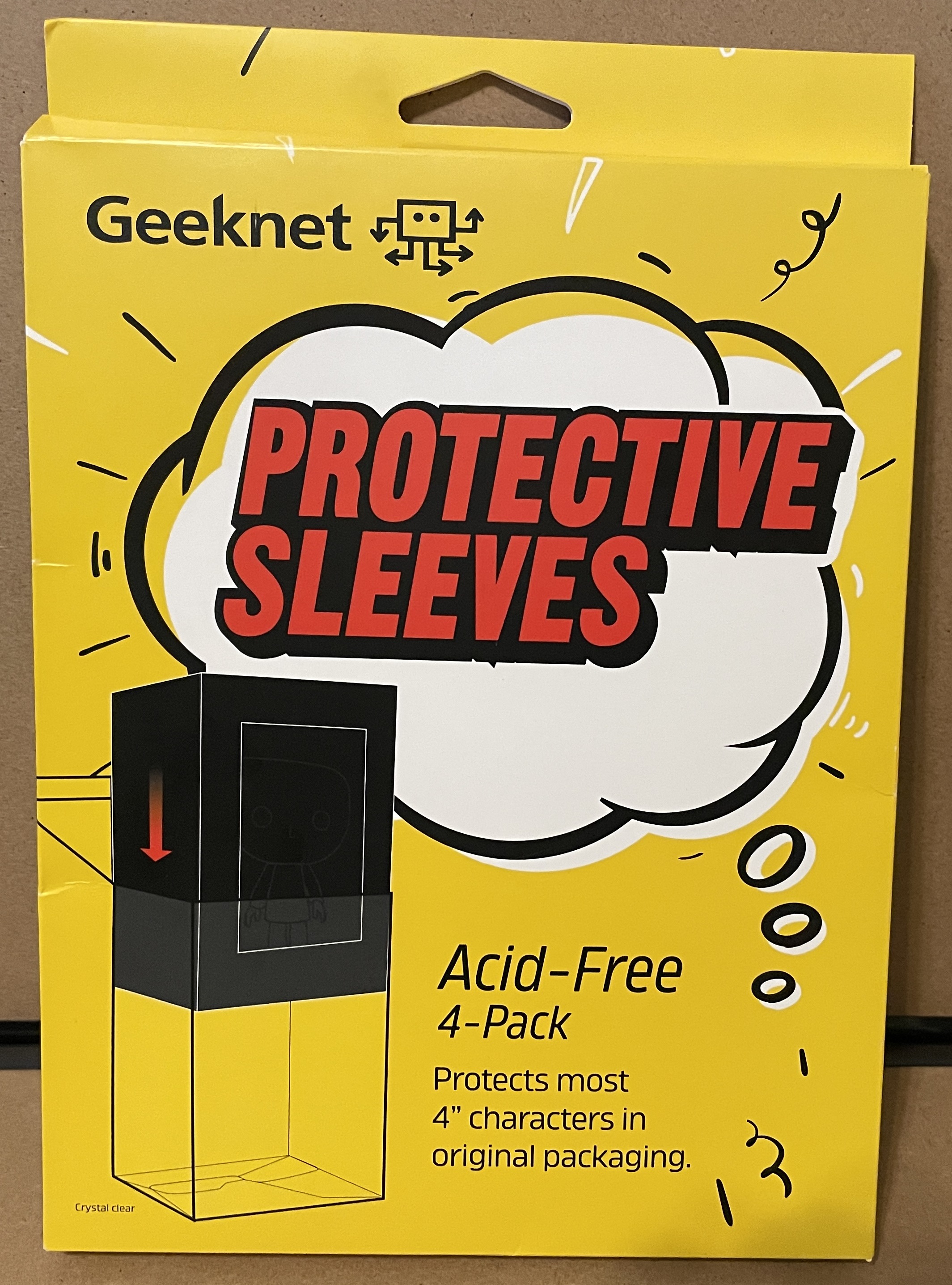 Geeknet 4 pk Protective Sleeves fits most 4 inch Vinyl characters 