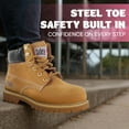 thumbnail image 6 of Steel Toe Boots for - Tan - 9.5W | Waterproof Work Boots for Women Steel Toe | Slip Resistant Work Shoes for Women | Lightweight Nubuck Leather for Comfort and Style, 6 of 7