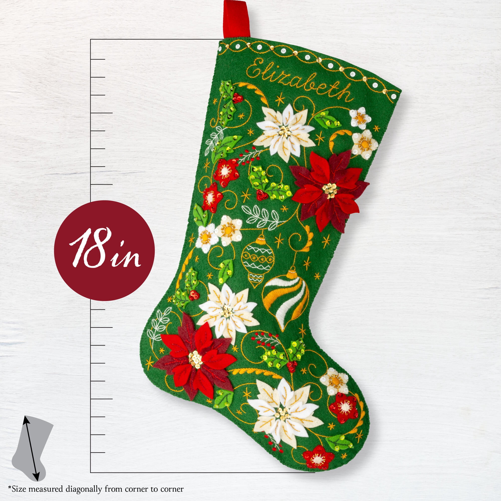 Bucilla Poinsettia Elegance 18 in Multicolor Felt Stocking Kit