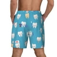 thumbnail image 3 of Kdxio Cute Healthy Teeth Print Men'S Swim Trunks With Compression Liner 7 Inch Inseam Quick Dry Swim Shorts, 3 of 7