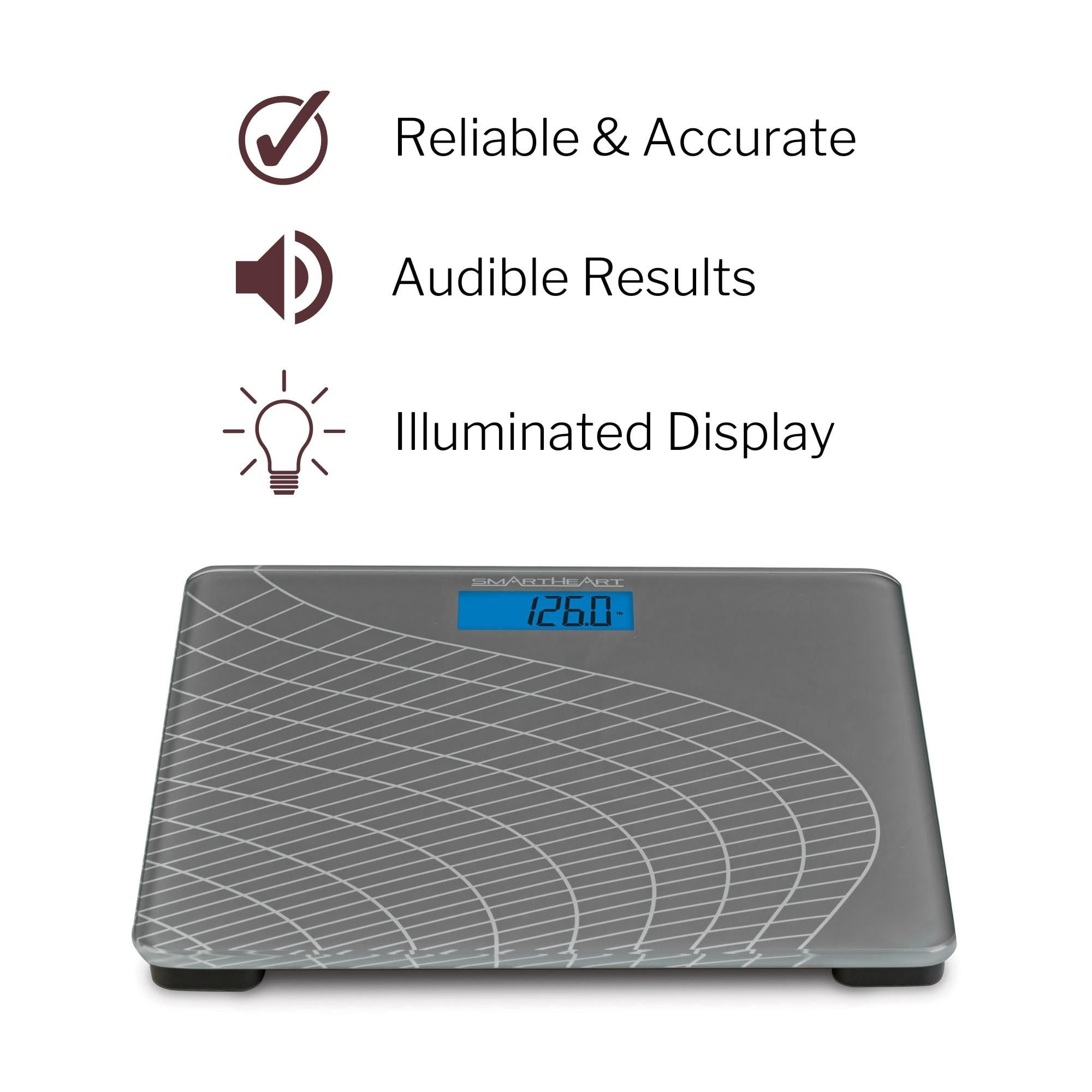 SmartHeart Talking Digital Weight Scale | 438 lbs / 199 kg Capacity | Audible Weight Announcements for Visually Impaired | Measurement Modes: LBS or KG  | 1-Year Warranty