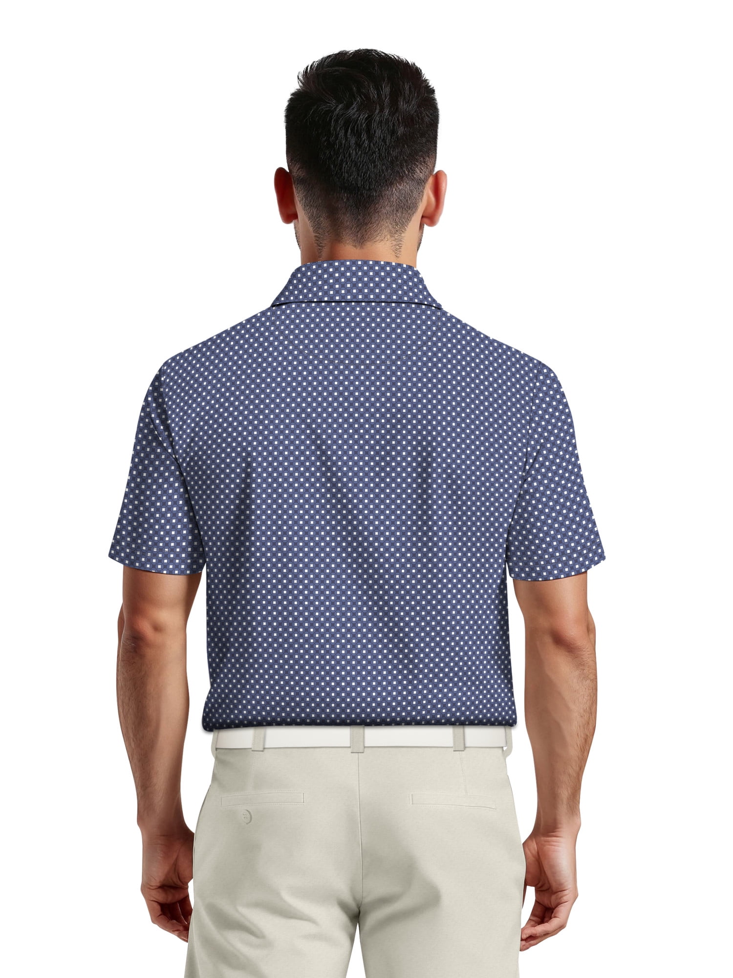 Ben Hogan Men's & Big Men's Performance Allover Geo Print Short Sleeve Golf Polo Shirt, Sizes S-5XL