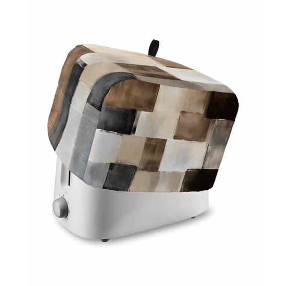 Fsddascl Black Brown Abstract Toaster Cover 4 Slice, Large Kitchen Appliance Covers, Oil Painting Color Blocks Toaster Oven Cover with Loop, Bread Machine Cover Polyester Dust Cover Protection