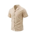 thumbnail image 4 of COSFO Button Down Shirts for Men Short Sleeve Summer Faux Linen Beach Shirt Loose Fit Solid Collared with Pocket Men Shirts, 4 of 9