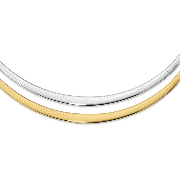 14k Polished 3/6mm Graduated Reversible Omega Necklace in 14k Yellow Gold