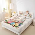 thumbnail image 3 of Erosebridal Cartoon Easter Egg Queen Sheet Sets,Kawaii Rabbit Bunny Happy Easter Theme Bed Set For Kids Girls 4 Pieces, 3 of 6