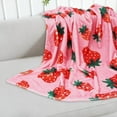 thumbnail image 3 of Pink Strawberry Fuzzy Blanket Fruit Theme Throw Blanket Watercolor Decorative Soft Cozy Flannel Blanket for Home Bed Sofa Couch Chair, Pink, 3 of 7