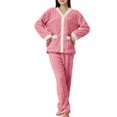 thumbnail image 6 of MVRLSH Pajamas For Women Set Coral Velvet Fleece Soft Warm Comfortable Pullover Top Sleep Pants Pajama Set Loungewear Pink One Size, 6 of 7