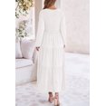 thumbnail image 2 of Vestido midi PRETTYGARDEN para mujer, casual, fruncido, blanco, XL, 2 of 8