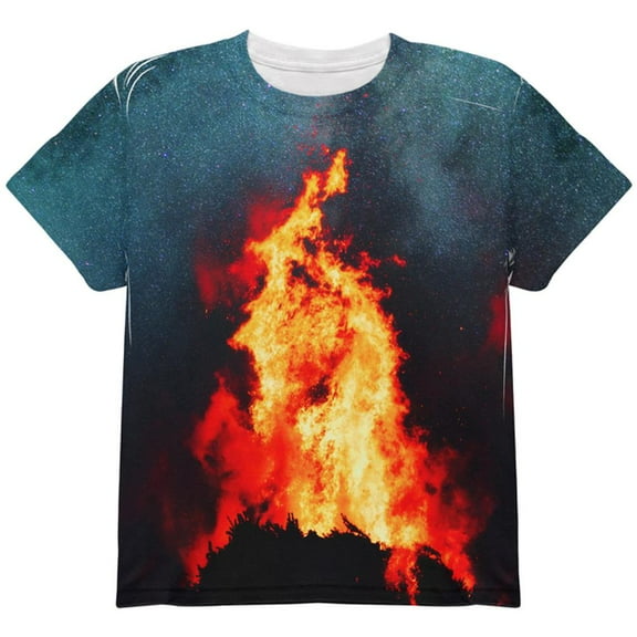 Autumn Fall It's Bonfire Season All Over Youth T Shirt Multi YSM