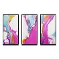 thumbnail image 2 of Designart "Illusions in Fluid II" Abstract Framed Wall Art Set Of 3 - Purple Abstract Frame Canvas Set For Living Room Decor, 2 of 7