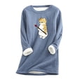thumbnail image 1 of Mujer Vintage Loungewear Manga Larga Lindo Gato Estampado Blusa Otoño Polar Sudadera Top Odeerbi ODB113100, 1 of 4