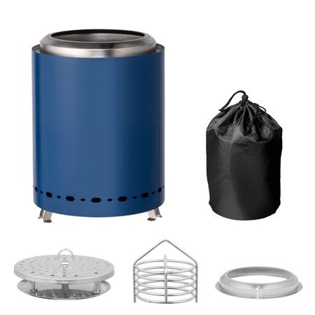 VAIKAXY 7.1'' Small Tabletop Fire Pit, Smokeless Table Top Firepit, Mini Fire Pit for Urban & Suburbs with Carry Bag, Stainless Steel Blue