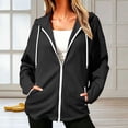 thumbnail image 6 of cocolona Hoodies for Women Solid Color Long Sleeve Fall Winter Drawstring Sweatshirts Loose Casual Zipper Jackets with Pockets, 6 of 7