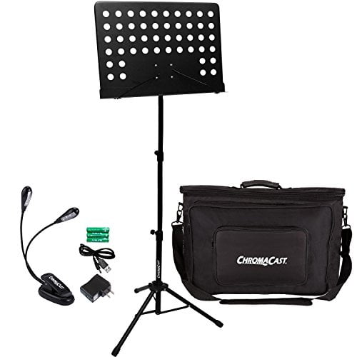 ChromaCast Pro Series Music Stand with Music Stand Bag and Clip on LED Light