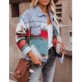 thumbnail image 2 of HSHDLDF Women's Aztec Denim Jacket Distressed Lapel Long Sleeve Vintage Button Down Denim Jacket Shacket, 2 of 5