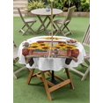thumbnail image 4 of Outdoor Tablecloths with Umbrella Hole & Zipper, Sunflower Truck Round Tablecloth 54 Inch, Yellow Flowers Summer Botanical Watercolor Waterproof Table Cloth, Patio/Pool/Picnic Table Covers, 4 of 8