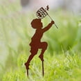 thumbnail image 2 of Craft Iron Children Silhouette Garden Pation In-Ground Statues Boy, 2 of 9