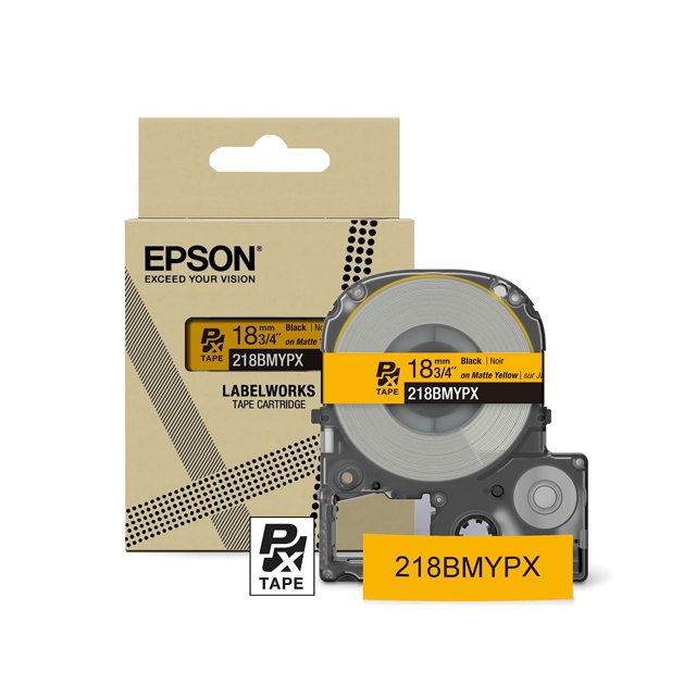 Cartucho De Cinta Epson Labelworks 218Bmypx Pet (Poliéster) - Negro Sobre Amarillo Mate Cinta Para Fabricante De Etiquetas Artesanales De Diseño - 3/4"" (18 Mm) De Ancho 26'