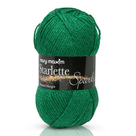 Mary Maxim Starlette Sparkle Yarn “Emerald” | 4 Medium Worsted Weight Yarn for Knit & Crochet Projects | 98% Acrylic and 2% Polyester| 4 Ply - 196