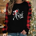 thumbnail image 2 of Valentine's Day Cute Sweatshirts for Women Plaid Patchwork Letter Graphic Print Long Sleeve Crew Neck Loose Tops(Red,S), 2 of 4