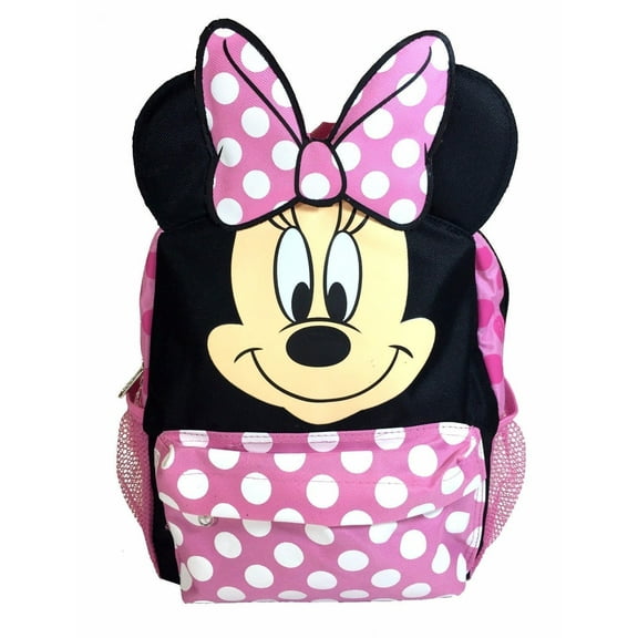 12" Disney Minnie Mouse Face Back to School Backpack Small Bag with 3D Ear