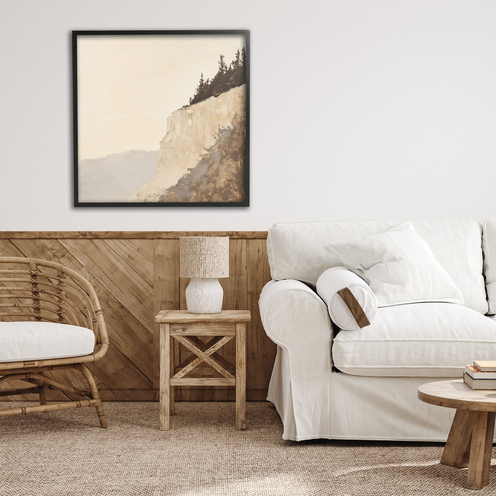 Stupell Industries Serene Cliffside Vista Black Framed Giclee Art, design by Petal Prints Design