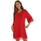 thumbnail image 3 of Pijama de encaje sexy con escote en V de algodón puro para el hogar, camisón holgado de manga tres cuartos para mujer de talla grande, 3 of 6