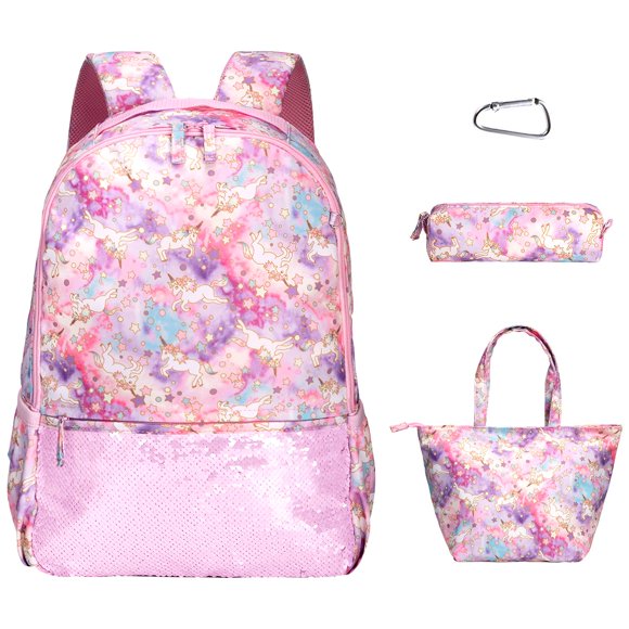 sphaiya Sac à Dos pour Filles, Sac à Dos pour Filles avec Boîte à Lunch Ensemble de Sac à Dos de Randonnée Mignon pour Tout-Petits Sac de Livres pour Maternelle Enfant d'École Rose