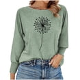 thumbnail image 1 of Womens Long Sleeved Printed Round Neck Top T-Shirt, 1 of 5