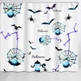 thumbnail image 1 of Spooky Halloween Shower Curtain with Bats, Spiders & Lamppost Design, 1 of 4