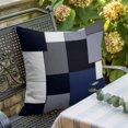 thumbnail image 5 of Blue Grey Patchwork Throw Pillow Cover Abstract Retro Geometric Art Cotton Linen Cushion Cover Throw Pillow Case with Invisible Zipper for Couch Sofa Bed Chair Car 24x24 Inch, 5 of 9