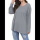 thumbnail image 3 of Blusas de Mujer de Larga con Cuello en V, Túnicas Casuales, Camisas Básicas, Blusas Holgadas Gris XXL, 3 of 7