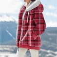 thumbnail image 3 of Abrigo de mujer con capucha, acogedor, con cremallera, manga larga, cordón ajustable, forro polar de peluche, suave, cálido, holgado, cárdigan, abrigo grueso resistente a la intemperie (L), 3 of 4