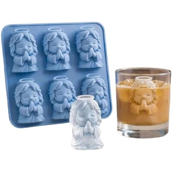 Angel Ice Cube Mold, 3D Silicone Reusable for Whiskey (Blue)