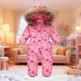 thumbnail image 2 of Hooded Ski Jumpsuit for Girls Boys Tie Dye Full Zip One Piece Quilted Snowsuit Kids Elastic Cuffs Winter Warm Onesie Outerwear, 2 of 9