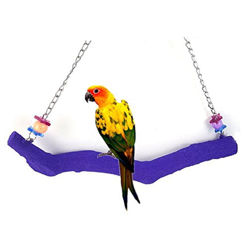 Petall Bird Parrot Swing Perch Cage Hanging Toy Scrub Wood Stand for Conures,Parakeets Cockatiels,Macaws,Finches,Love Birds 