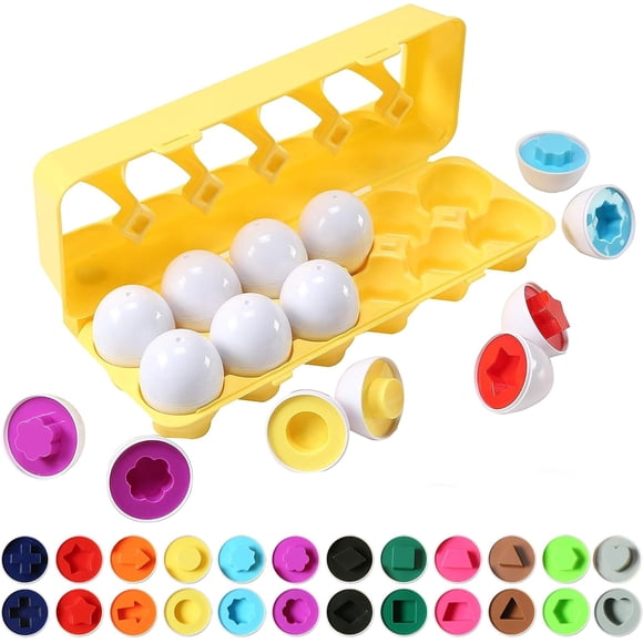 Livinveluris Jouet d'Association d'Oeufs – Jouets d'Apprentissage Montessori pour Tout-Petits 3-4 Ans – Oeufs Sensoriels de Reconnaissance des Couleurs et des Formes – Jouets STIM de Motricité Fine pour Enfants – Petits Cadeaux pour Paniers de Pâques pour Garçons et Filles