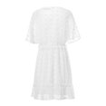 thumbnail image 4 of SAYOO , vestido de chifón de verano para mujer, vestido informal de media manga con cuello en V y estampado de puntos de Color sólido para fiesta SAYOO  Moda, 4 of 9