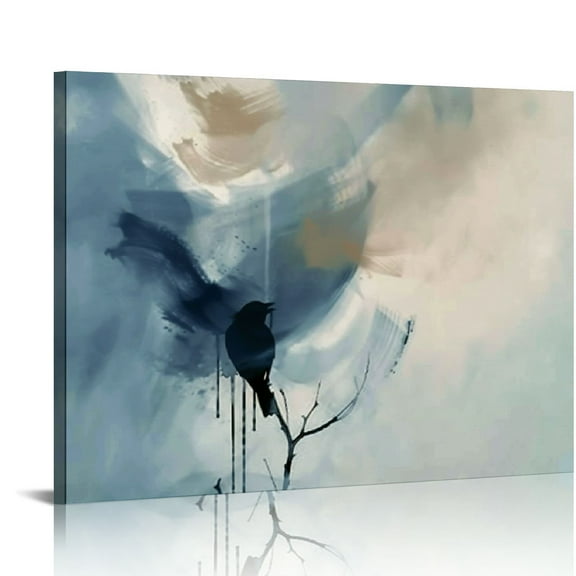 Orinice 3Pcs Framed Navy Blue Wall Art Abstract Modern Brown Watercolor Canvas Posters Prints Minimalist Neutral Wall Decor Pictures for Living Room Bedroom Home Decoration 20x16in